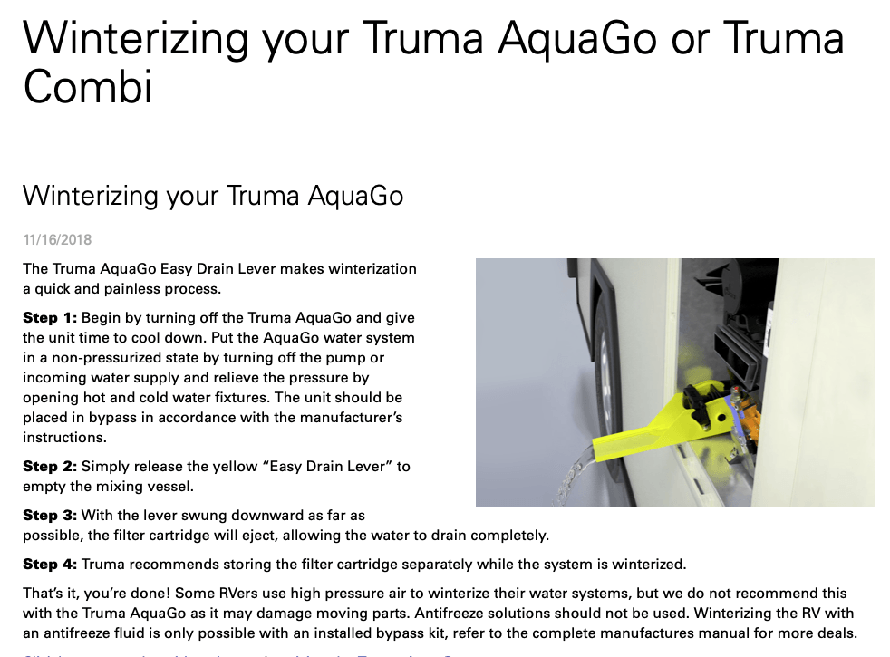 Truma Instant water heater - General Discussion - Oliver Owner Forums