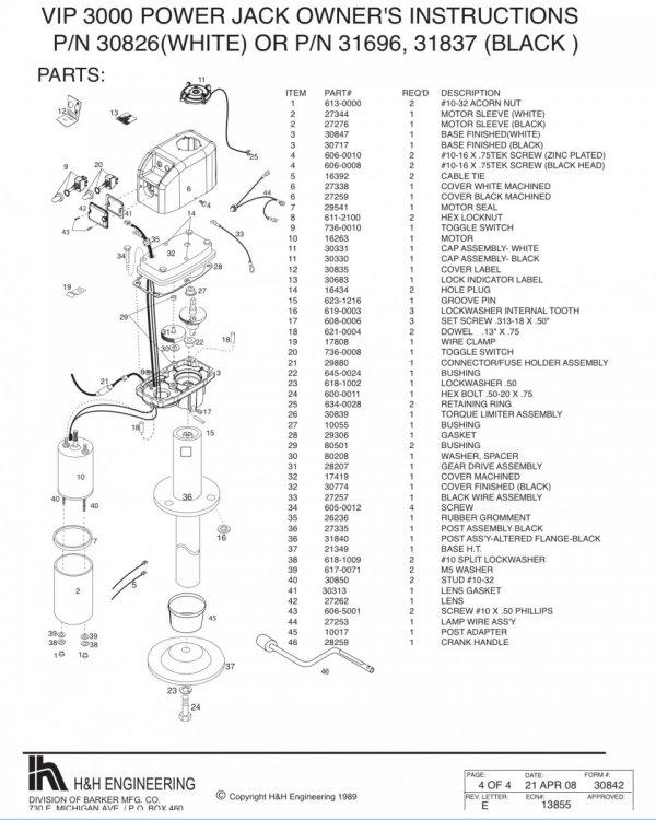 Looking for service info for electric jack, not the owners manual ...