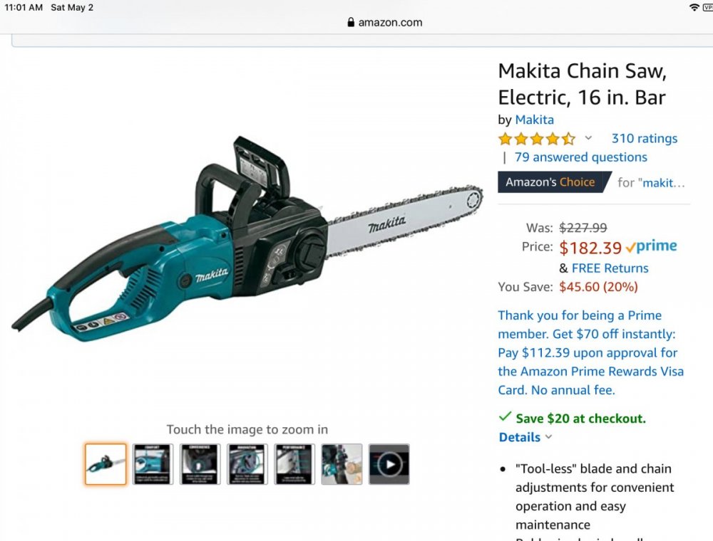 Makita 16 online inch electric chainsaw