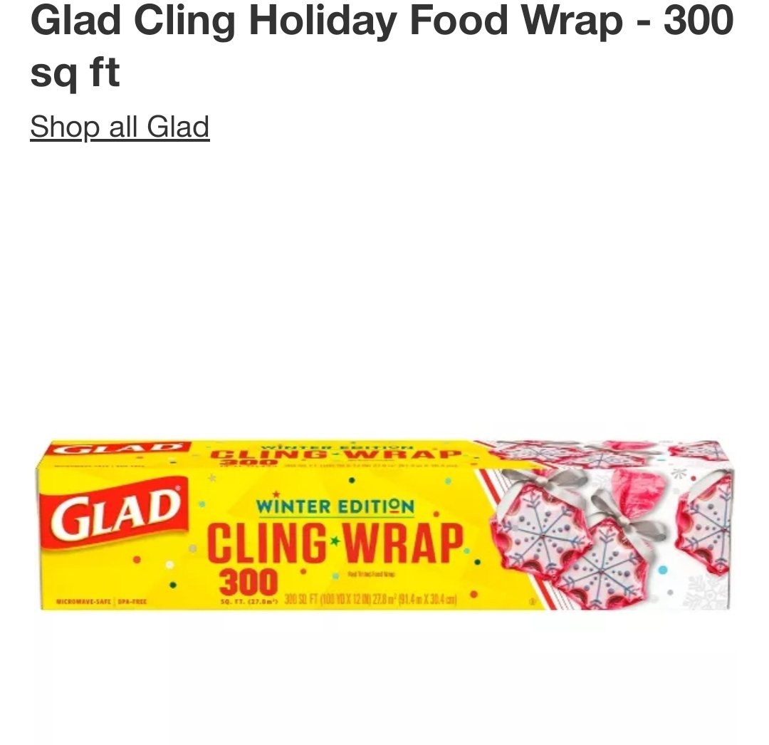 Glad Cling Wrap - 300 Sq Ft : Target