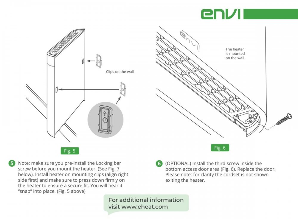 Envi 475 watt/ 120 volt electric convection heater, wall mounted, no