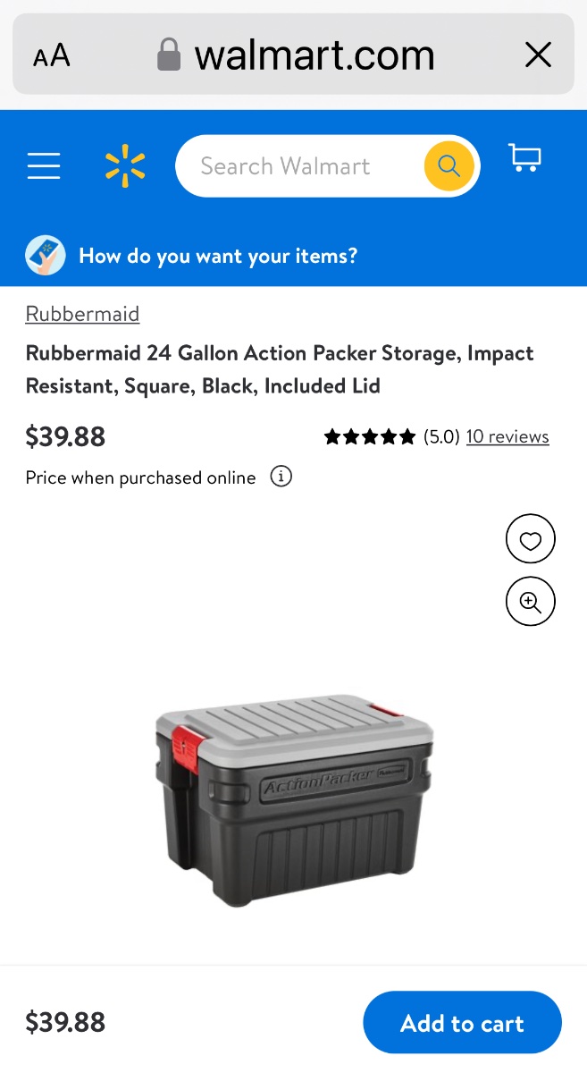 Rubbermaid 8 Gallon Impact Resistant Square Action Packer Storage, Included Lid, 1 Each